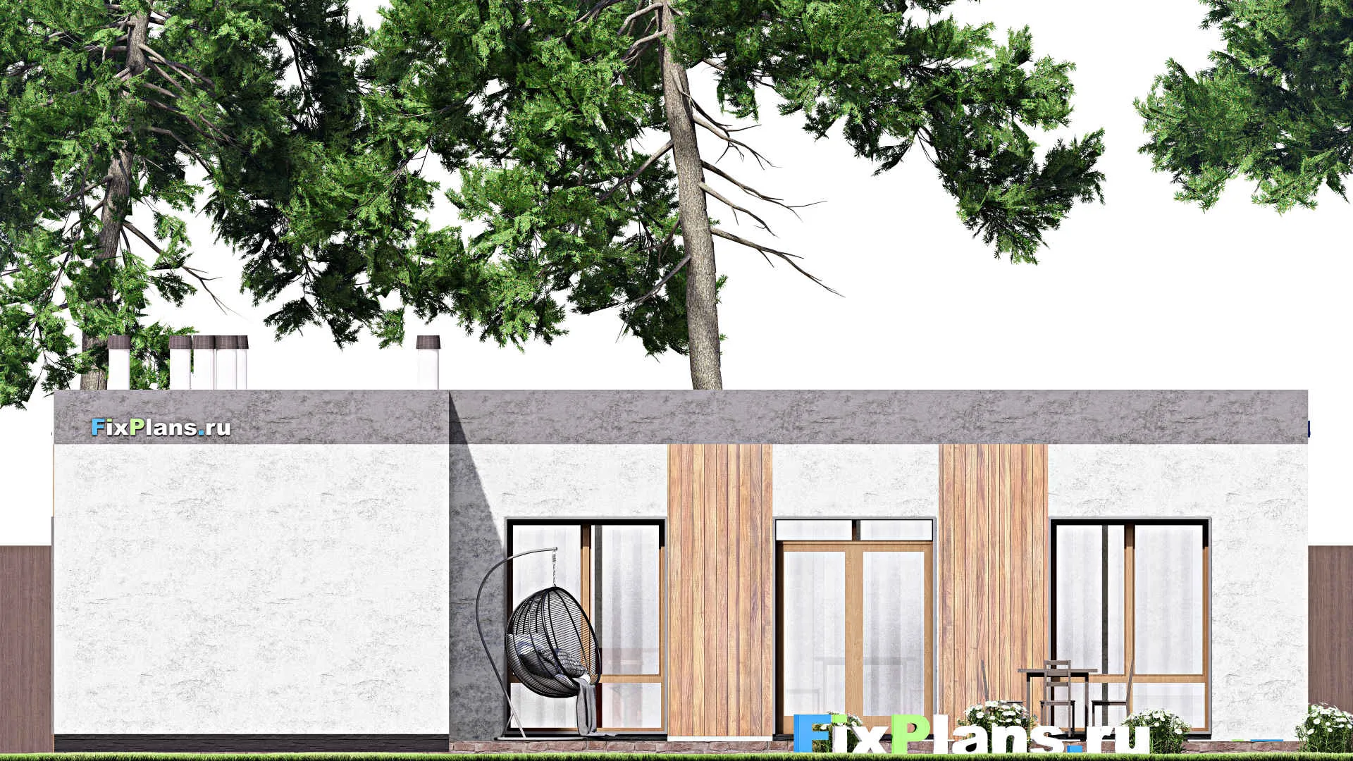 F-14048 - Проект одноэтажного дома 14 на 15, площадью 160 м² с террасой и 3 спальнями