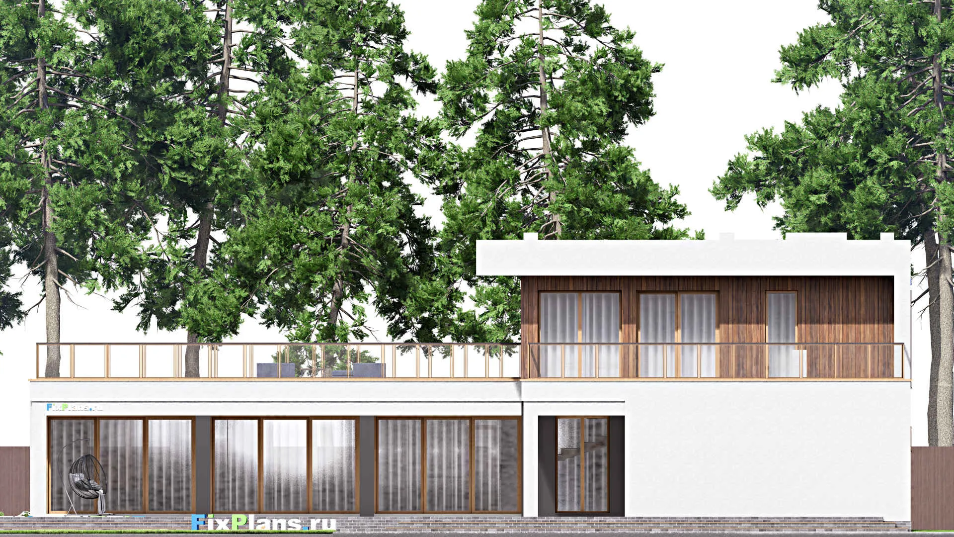 F-16028 - Проект двухэтажного дома 25 на 26, площадью 850 м² с террасой, балконом, гаражом на 2 машины и 5 спальнями