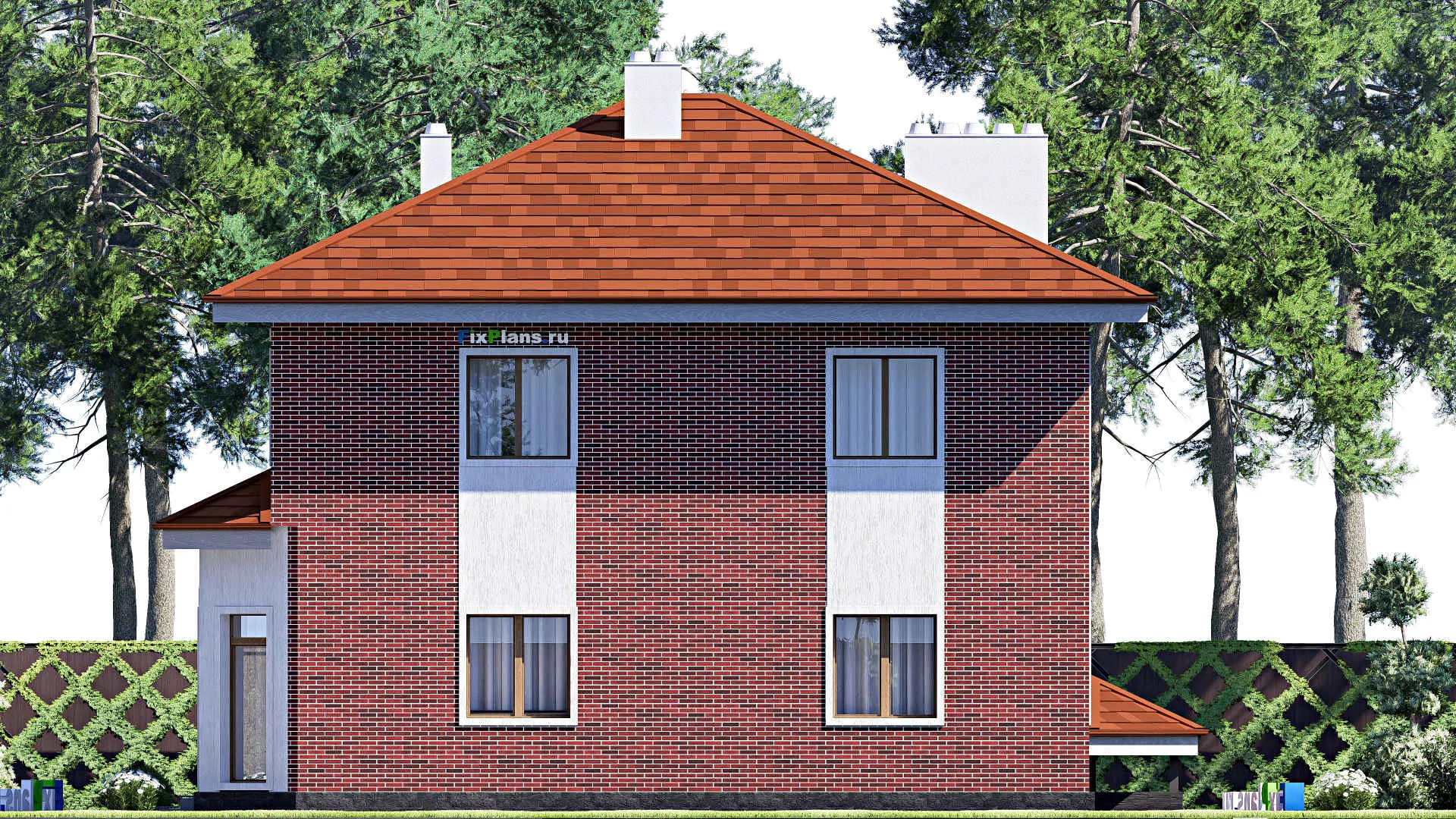 F-17468 - Проект двухэтажного дома 11 на 14, площадью 260 м² с цокольным этажом и 4 спальнями