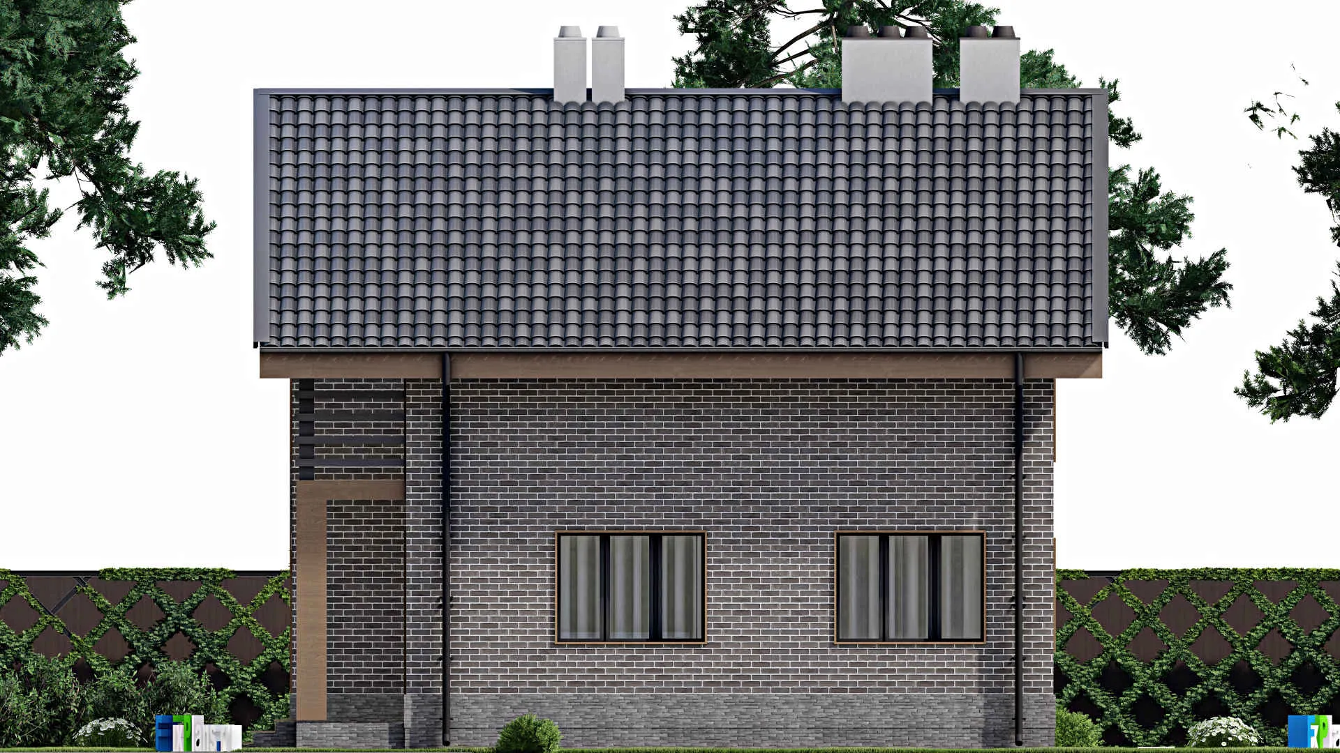 F-7631 - Проект дома с мансардой 10 на 11, площадью 160 м² с террасой, балконом и 3 спальнями