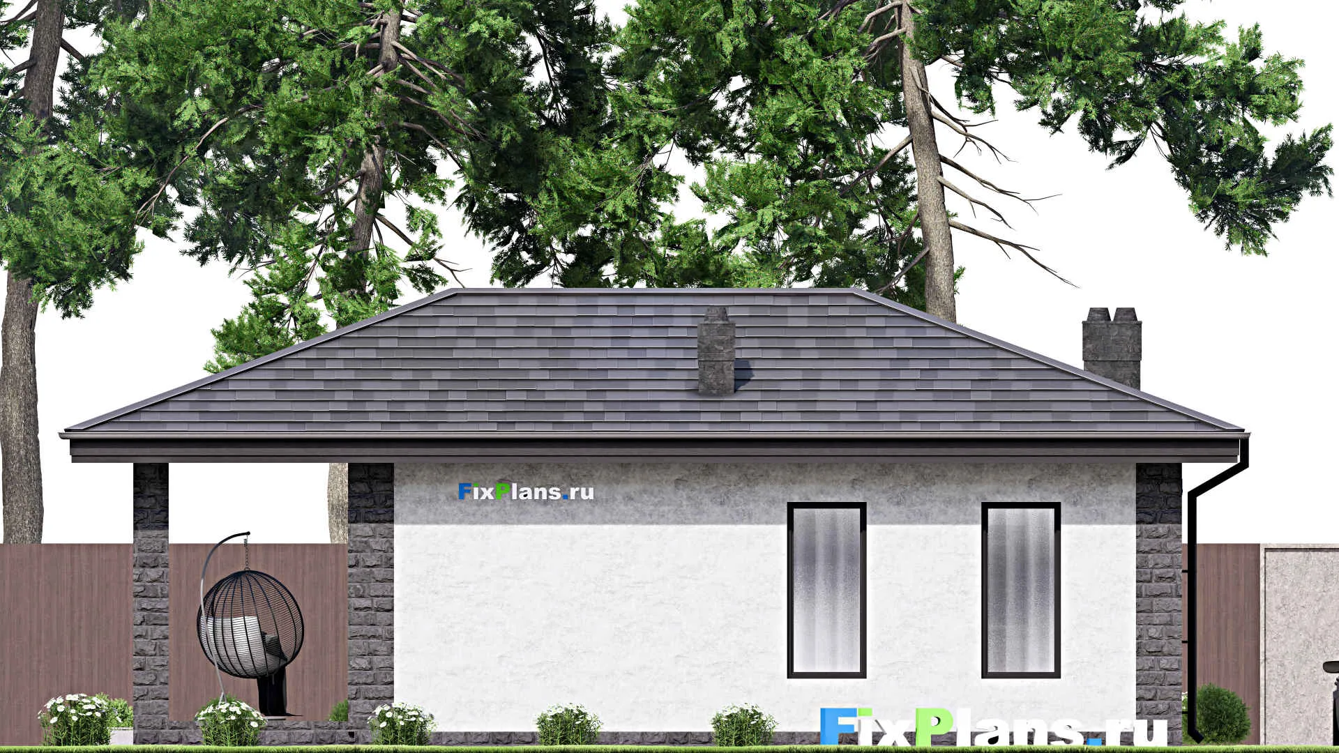 F-15407 - Проект бани 11 на 12, площадью 90 м² с комнатой отдыха, терассой, санузлом и спальней