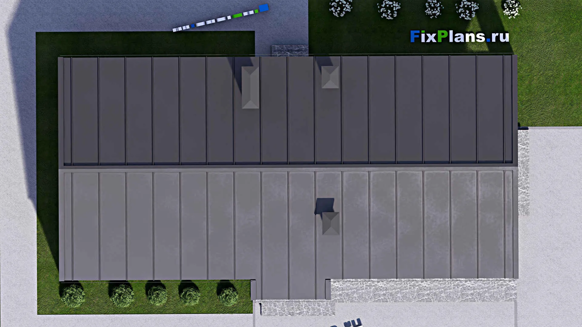 F-12968 - Проект одноэтажного дома 10 на 19, площадью 150 м² с террасой и 2 спальнями