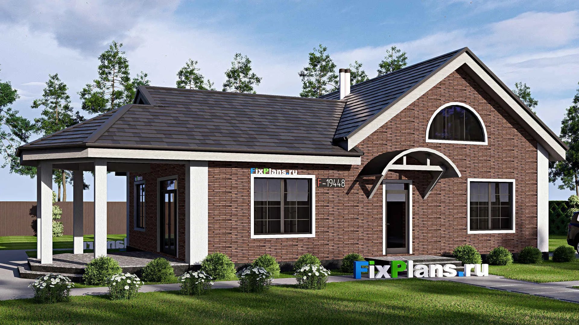 F-19448 - Проект дома с мансардой 12 на 19, площадью 180 м² с 4 спальнями