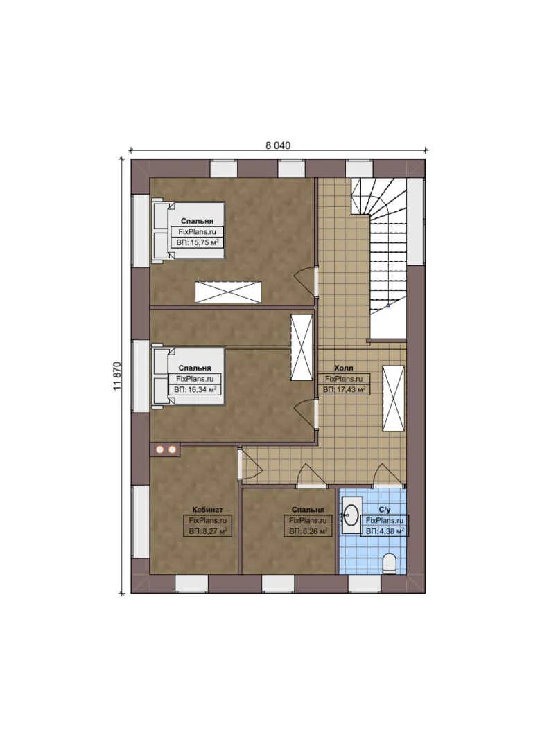 F-6137 - Планы двухэтажного дома 9 на 12, площадью 150 м² с 4 спальнями