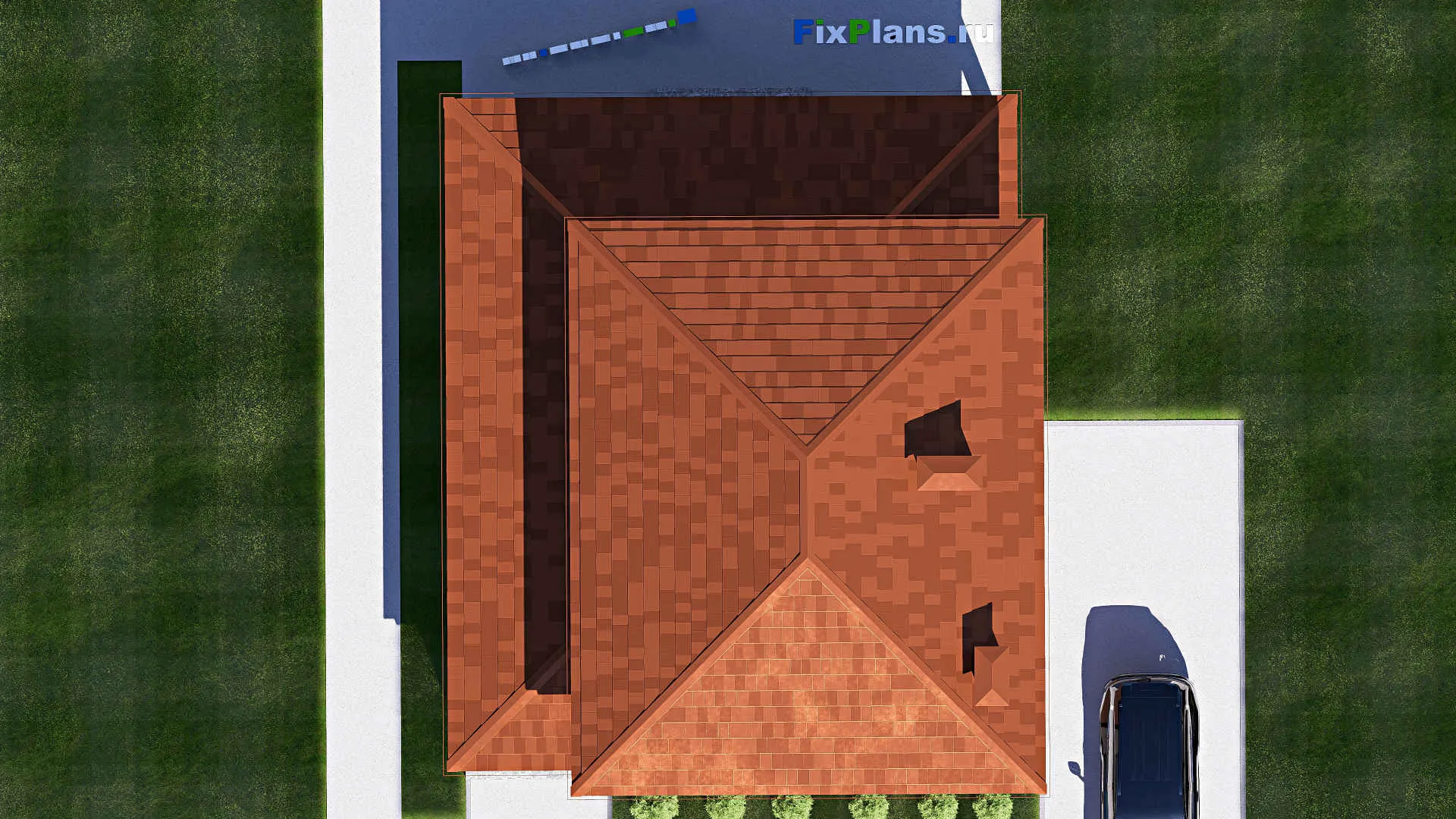 F-17927 - Проект одноэтажного дома 15 на 16, площадью 180 м² с террасой и 3 спальнями