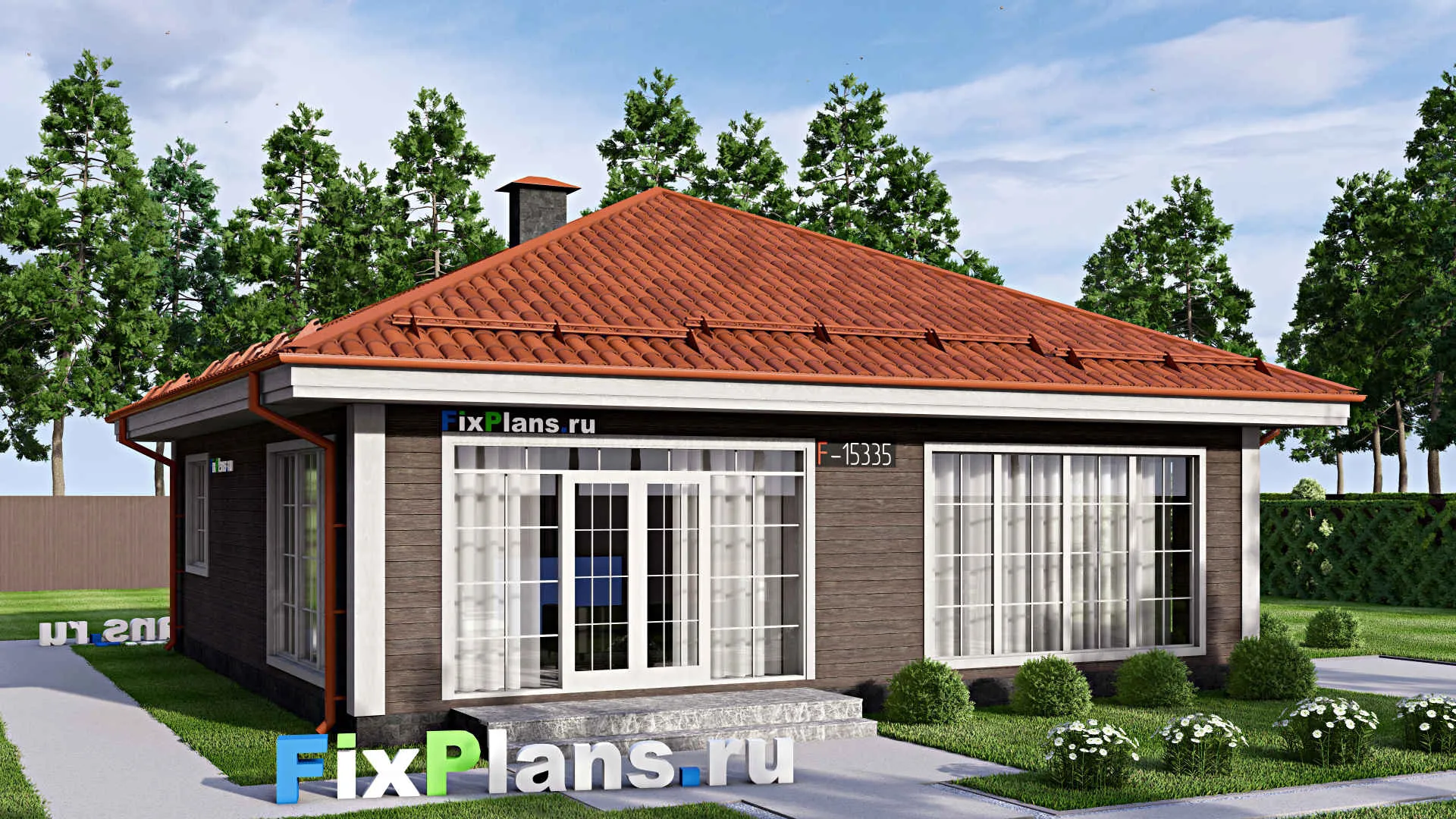 F-15335 - Проект бани 11 на 12, площадью 100 м² с комнатой отдыха и санузлом