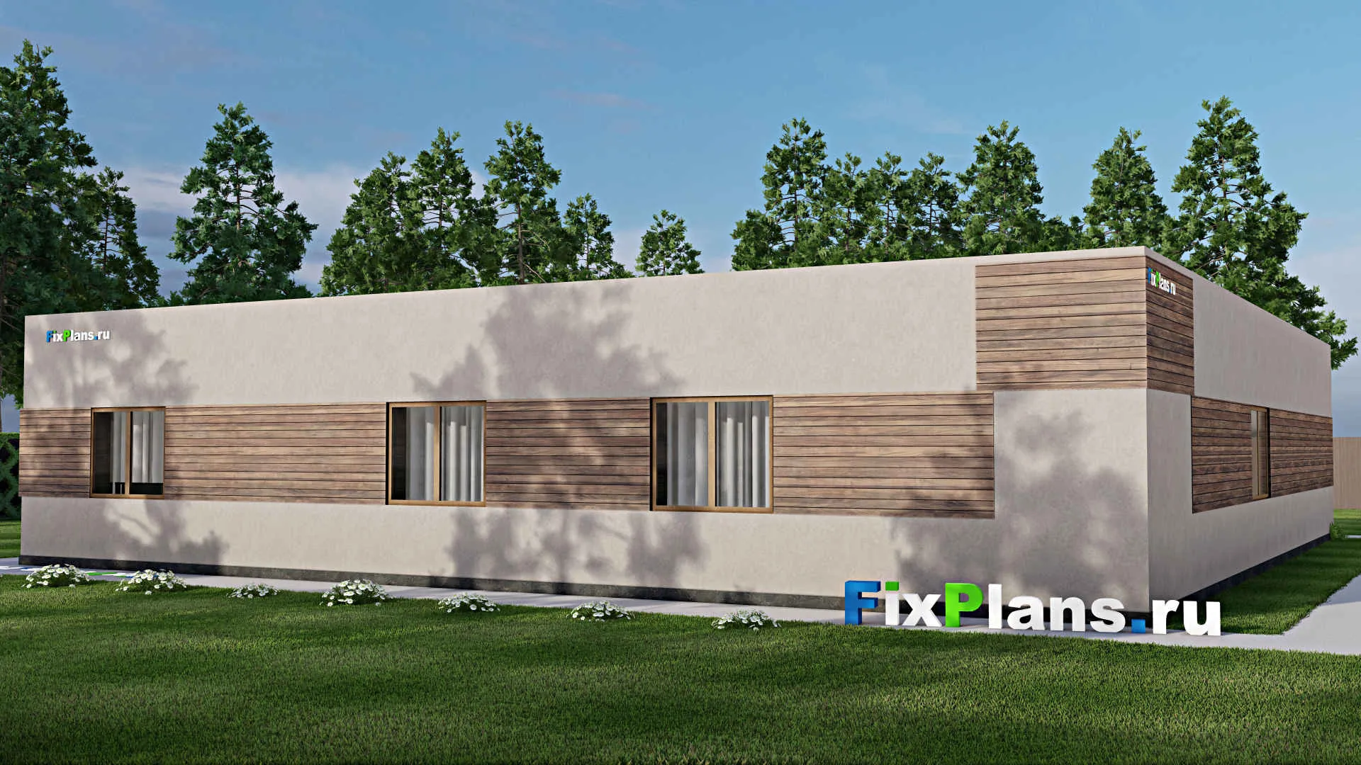 F-3842 - Проект одноэтажного дома 19 на 20, площадью 260 м² с террасой и 3 спальнями