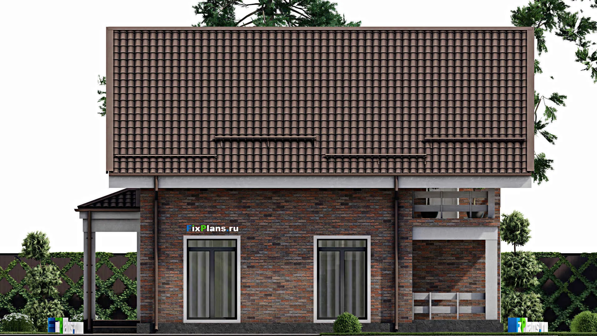 F-2285 - Планы дома с мансардой 11 на 11, площадью 160 м² с террасой, балконом и 3 спальнями