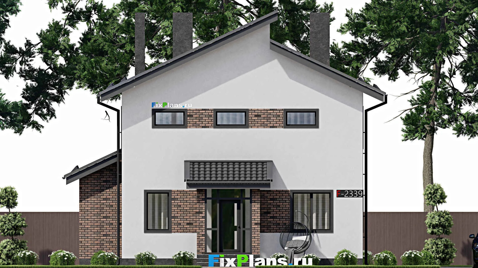 F-2339 - Проект двухэтажного дома 11 на 12, площадью 150 м² с баней и 4 спальнями