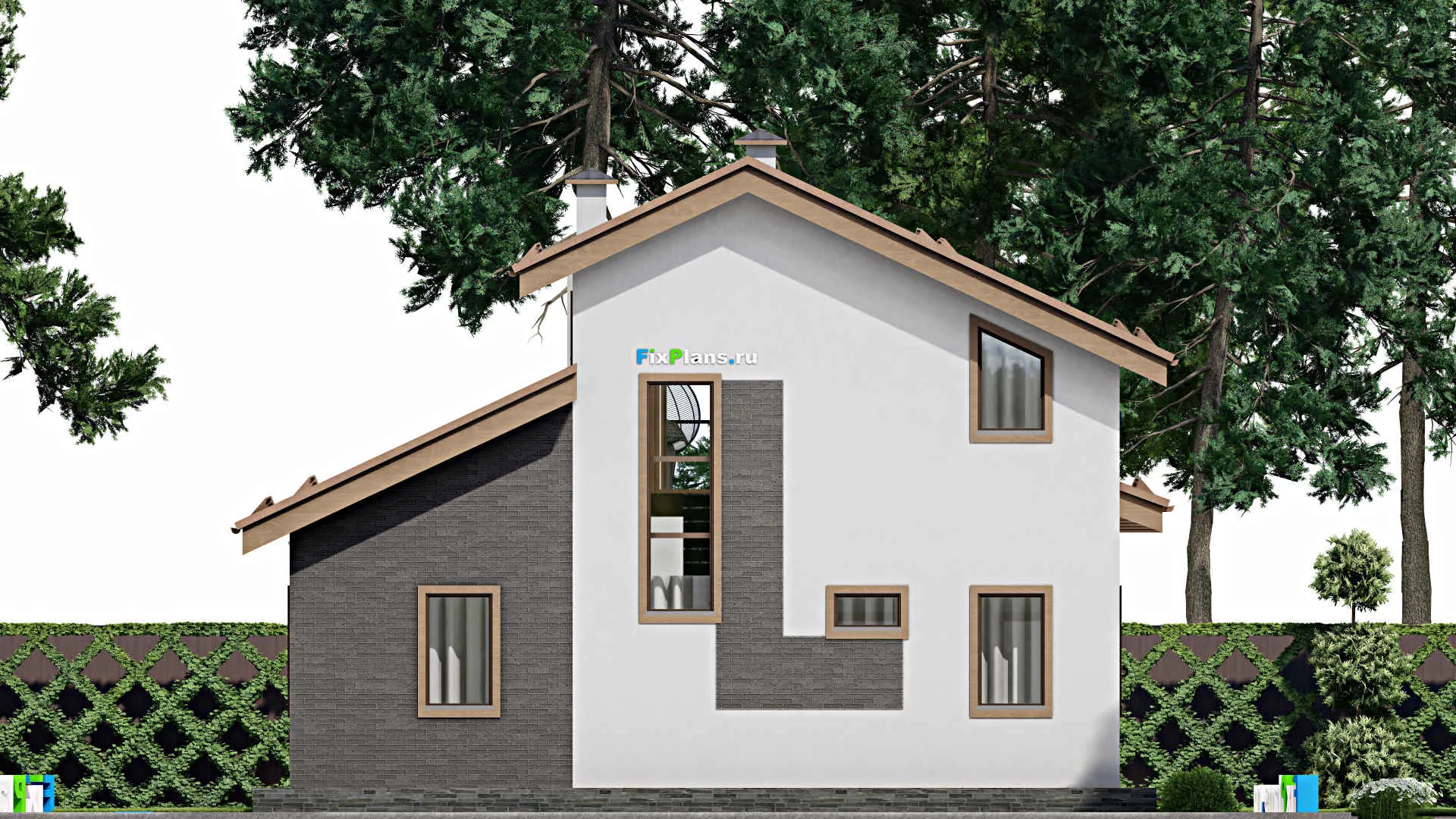 F-7379 - Проект дома с мансардой 11 на 17, площадью 180 м² с балконом и 3 спальнями