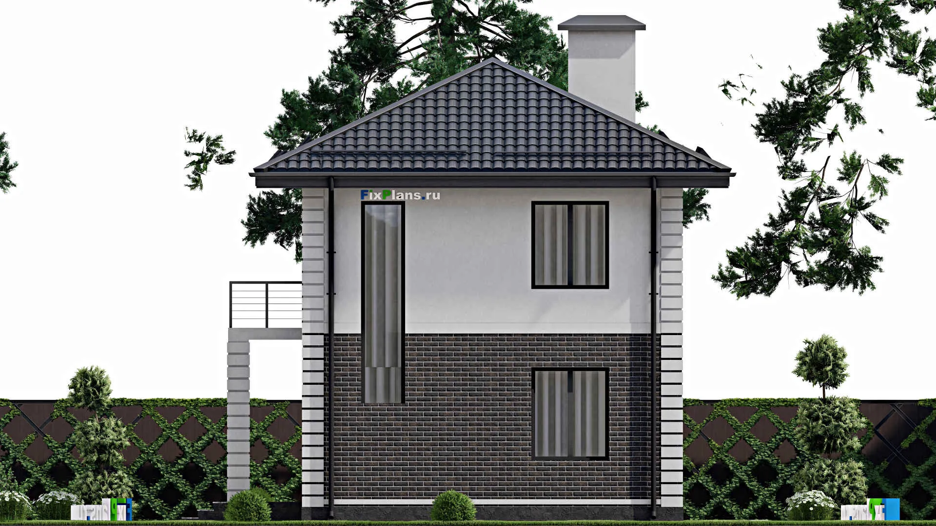 F-2870 - Проект двухэтажного дома 8 на 11, площадью 110 м² с балконом и 4 спальнями