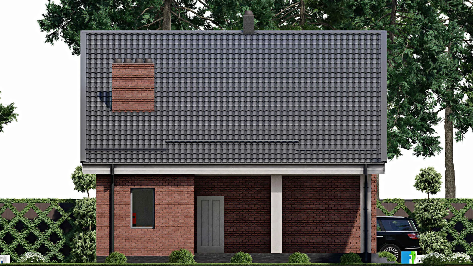 F-2627 - Планы дома с мансардой 11 на 14, площадью 190 м² с террасой, балконом, баней и 3 спальнями