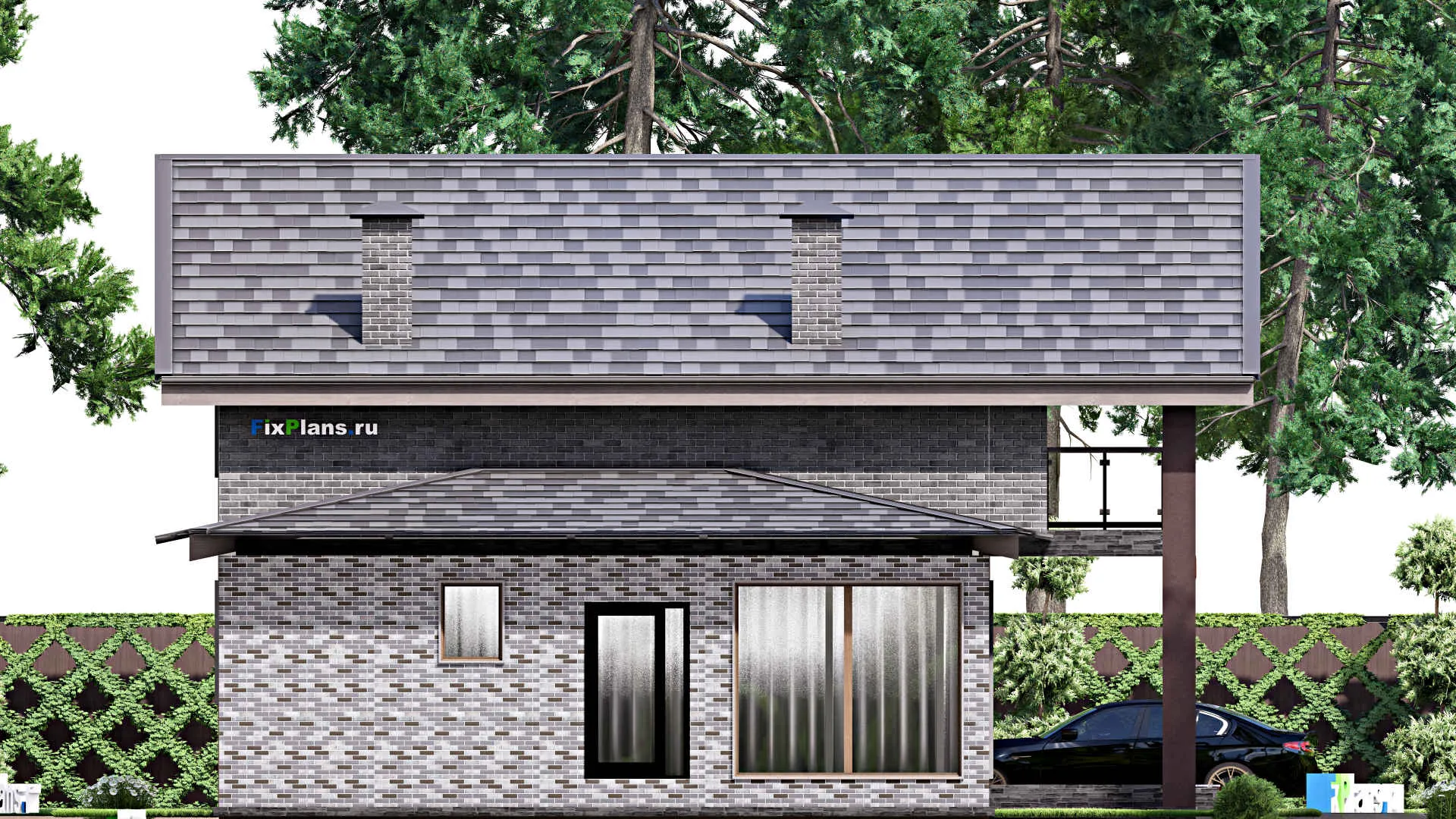 F-12464 - Проект дома с мансардой 12 на 13, площадью 210 м² с балконом, баней и 3 спальнями