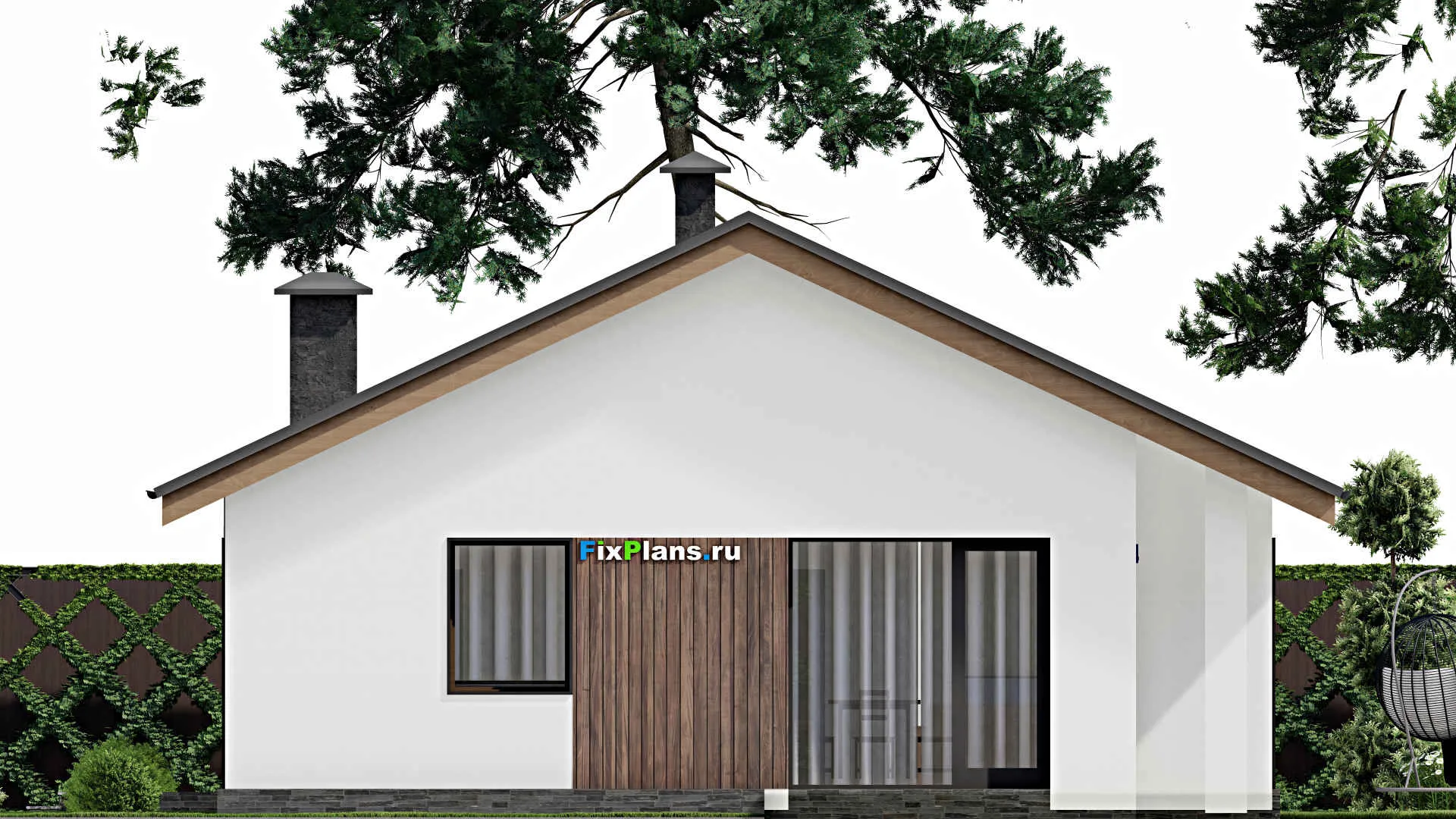 F-10862 - Проект одноэтажного дома 14 на 21, площадью 200 м² с террасой и 3 спальнями