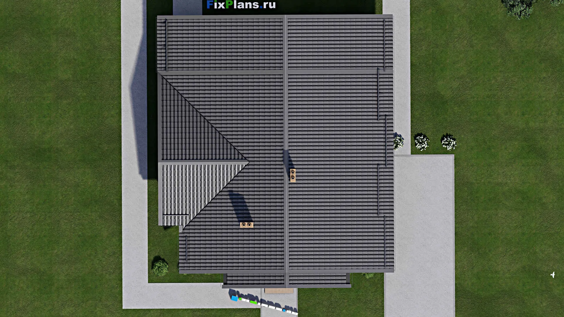 F-5174 - Проект одноэтажного дома 11 на 11, площадью 140 м² с террасой и 1 спальнями