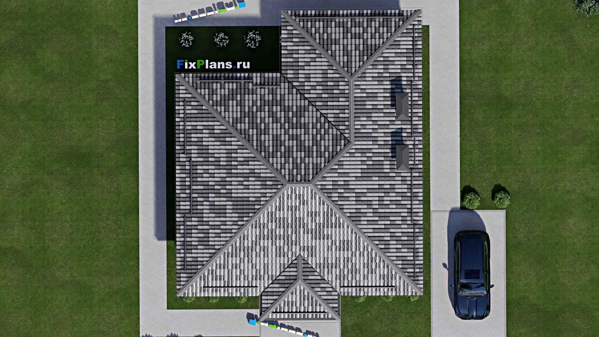 F-6965 - Проект одноэтажного дома 11 на 13, площадью 130 м² с террасой и 2 спальнями