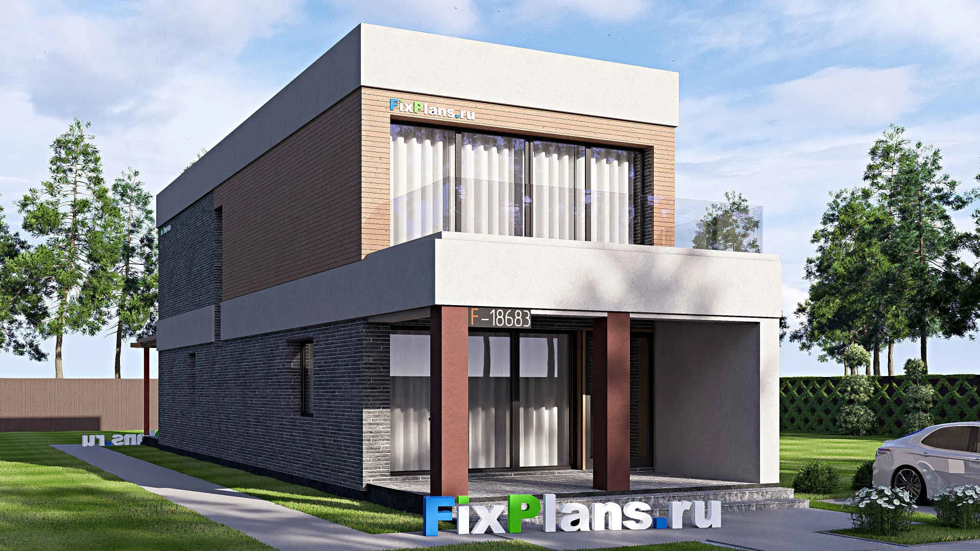 F-18683 - Проект двухэтажного дома 7 на 24, площадью 180 м² с террасой, балконом и 3 спальнями