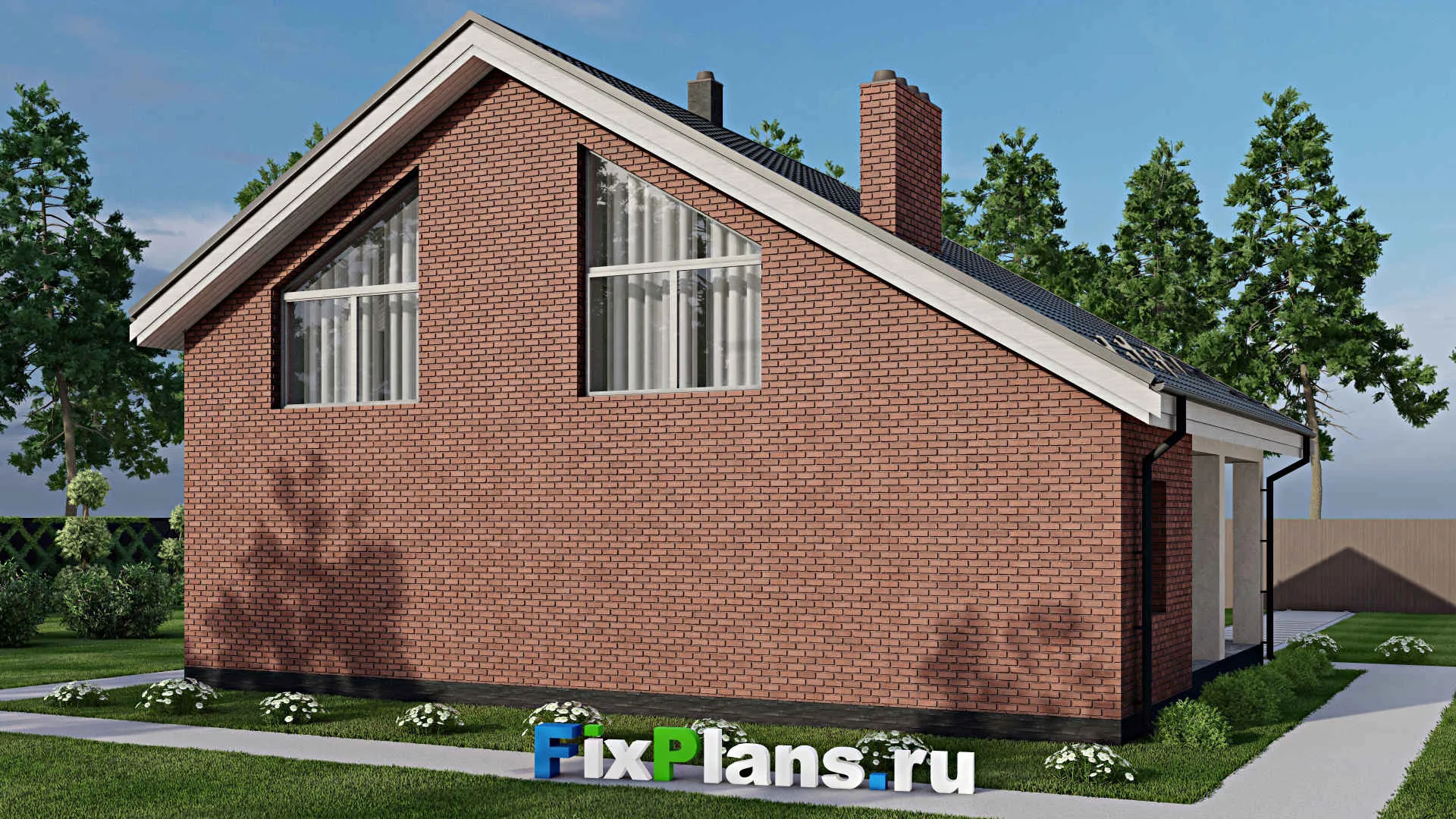 F-2627 - Планы дома с мансардой 11 на 14, площадью 190 м² с террасой, балконом, баней и 3 спальнями