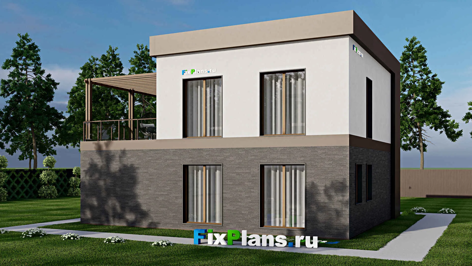 F-9197 - Проект двухэтажного дома 11 на 12, площадью 180 м² с балконом, гаражом на 1 машину и 3 спальнями