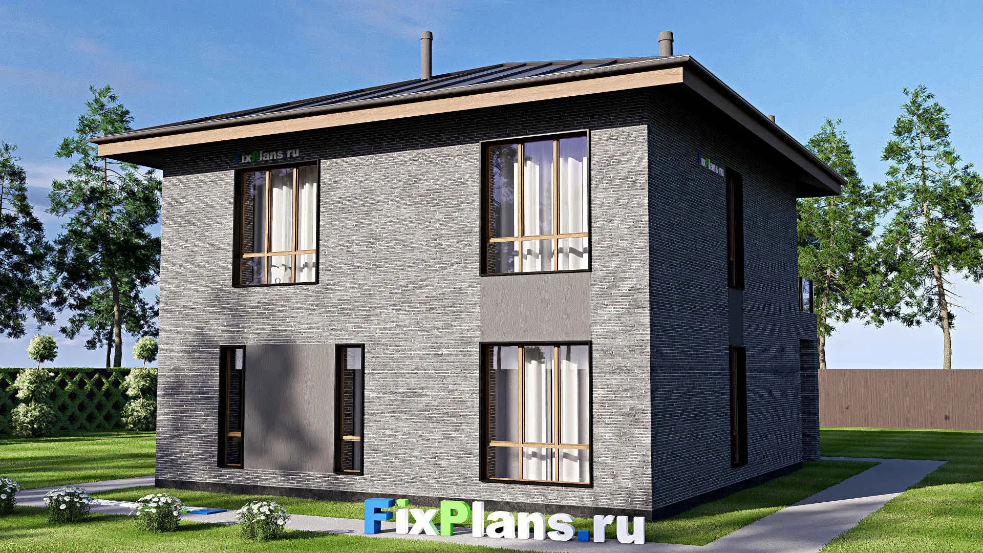 F-19133 - Проект двухэтажного дома 11 на 13, площадью 180 м² с балконом и 5 спальнями