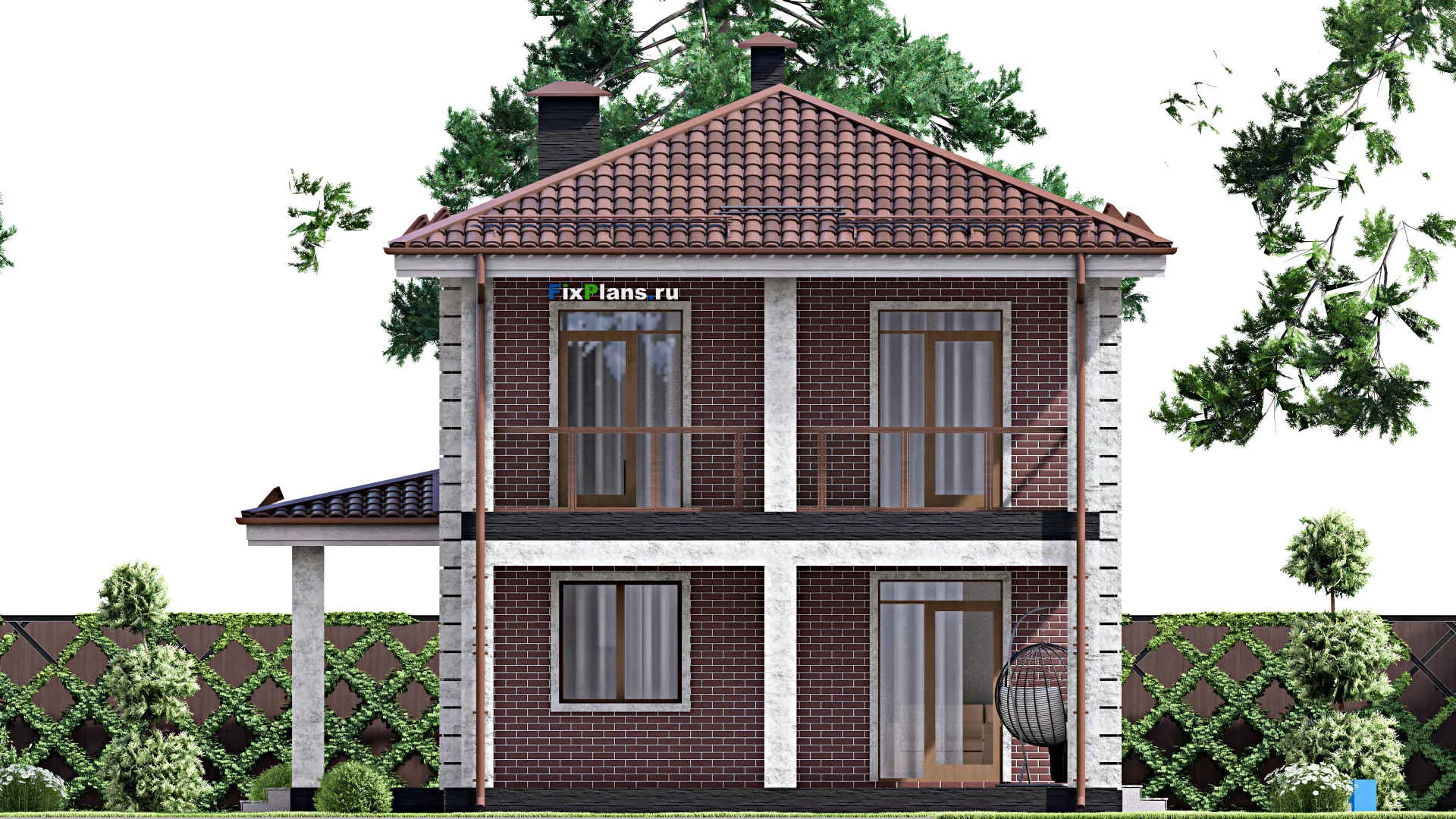 F-13238 - Проект двухэтажного дома 10 на 16, площадью 200 м² с террасой, балконом и 4 спальнями