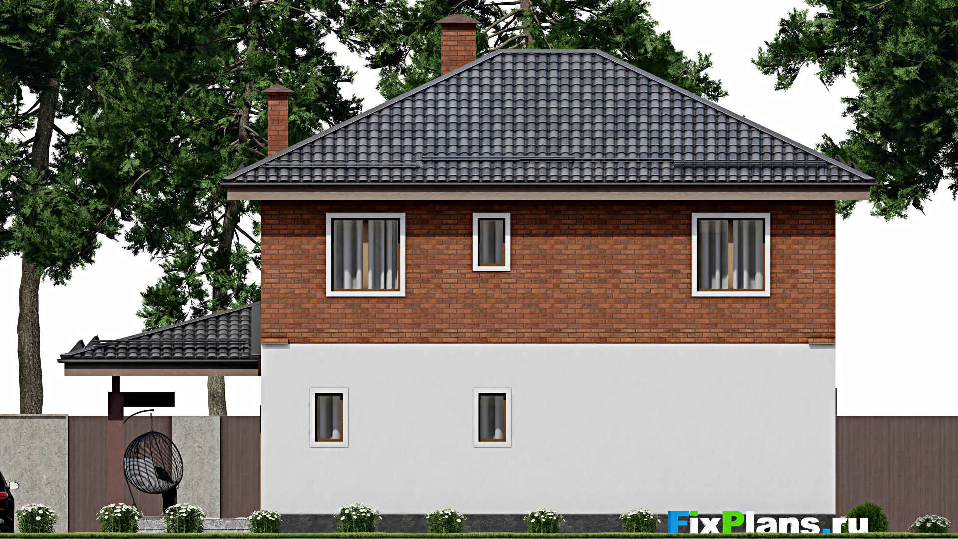 F-12239 - Проект двухэтажного дома 12 на 15, площадью 210 м² с 5 спальнями