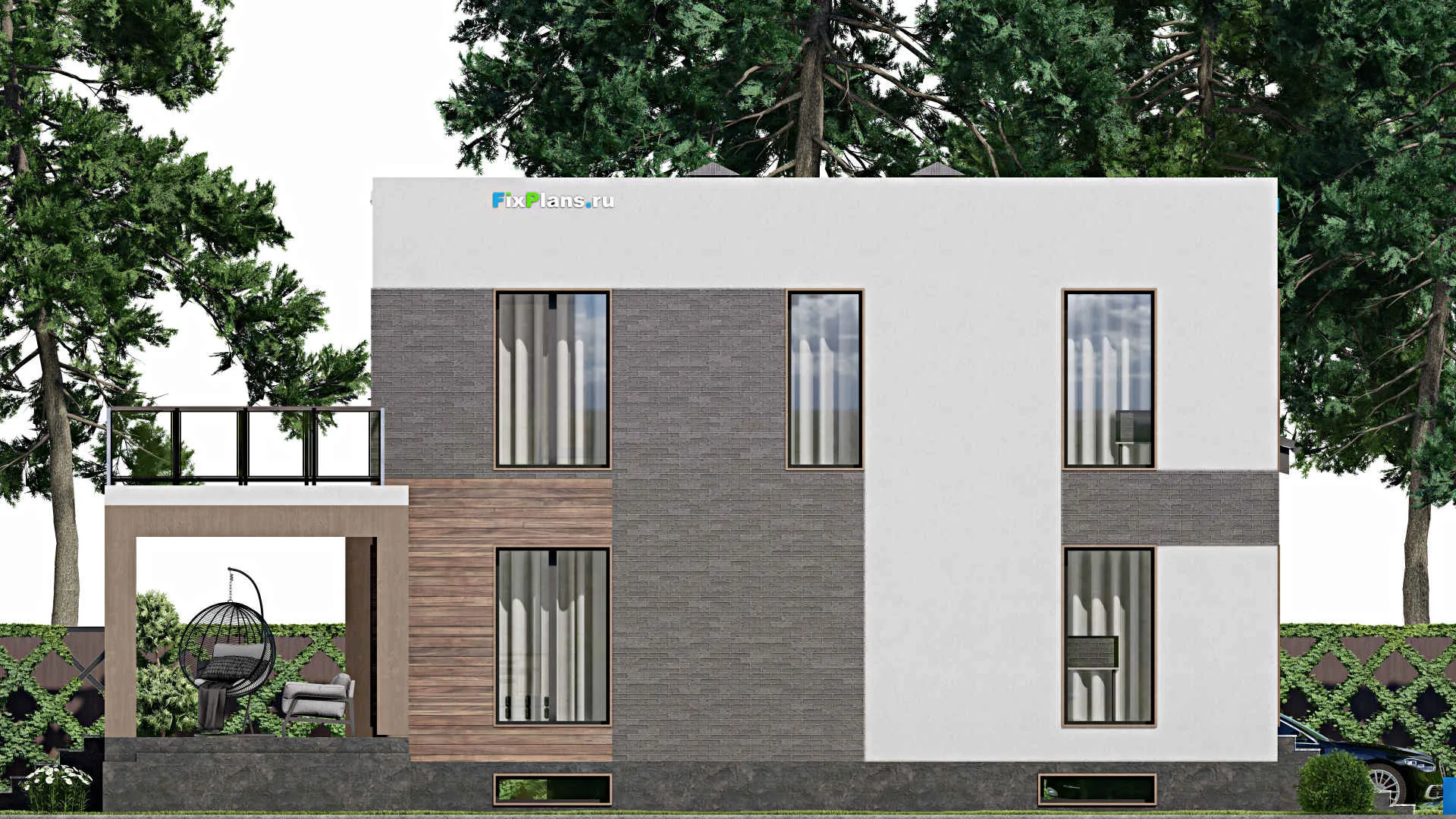 F-6443 - Проект двухэтажного дома 10 на 15, площадью 210 м² с террасой, балконом и 3 спальнями