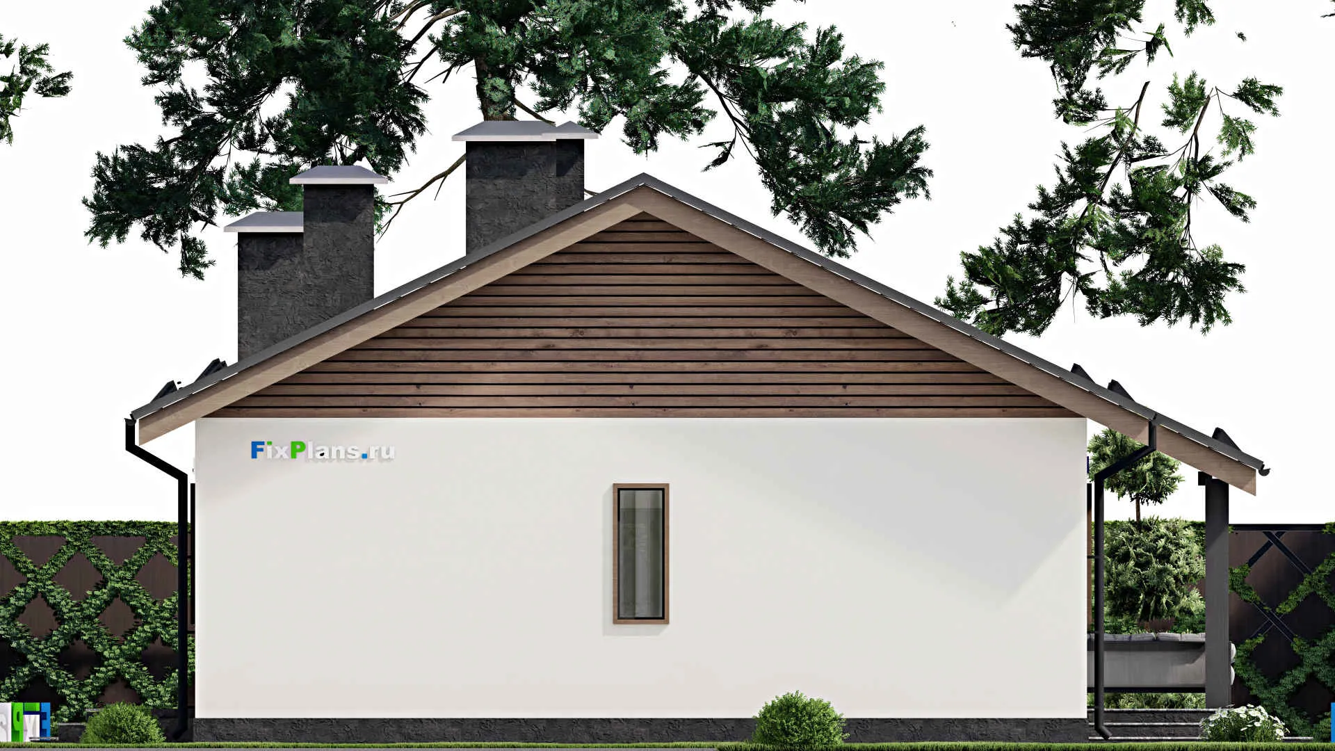 F-4859 - Проект одноэтажного дома 10 на 13, площадью 110 м² с террасой и 3 спальнями