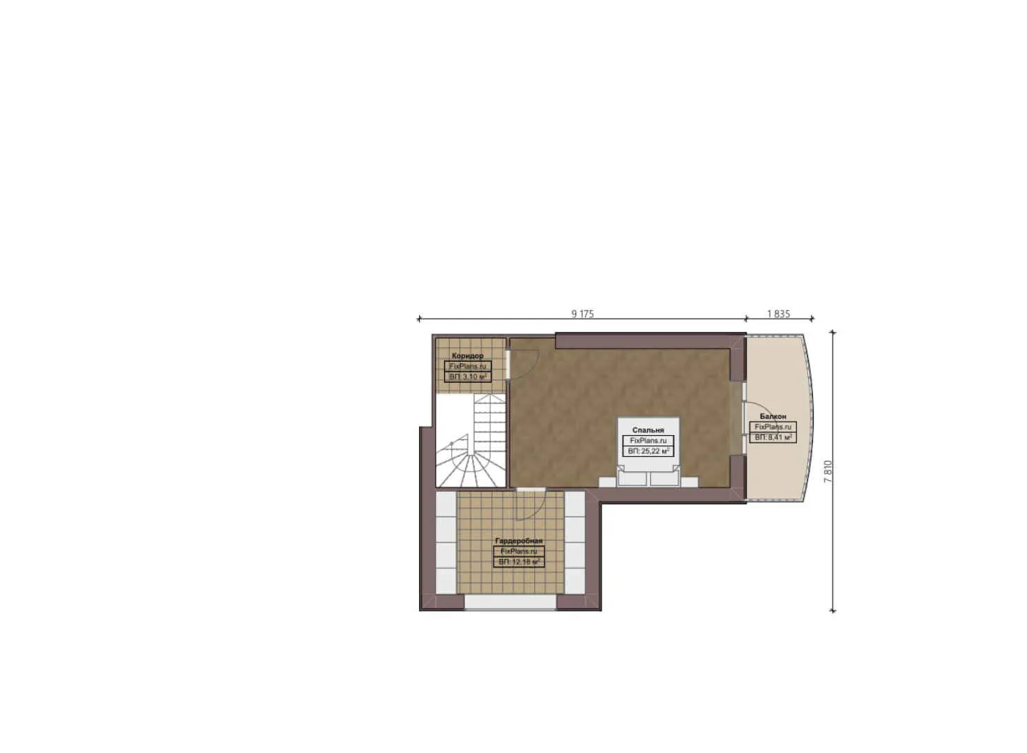 F-0413 - Планы дома с мансардой 15 на 17, площадью 250 м² с террасой, балконом, гаражом на 1 машину и 4 спальнями
