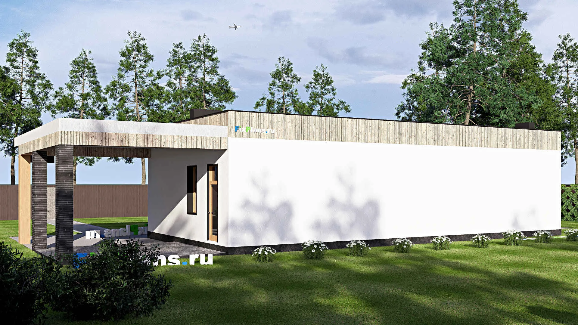 F-19313 - План одноэтажного дома 10 на 23, площадью 150 м² с 1 спальнями