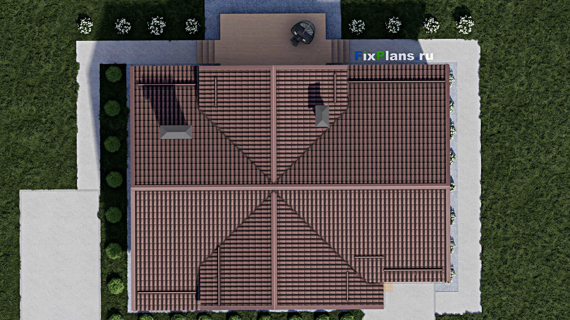 F-2231 - Проект одноэтажного дома 11 на 15, площадью 150 м² с террасой и 3 спальнями