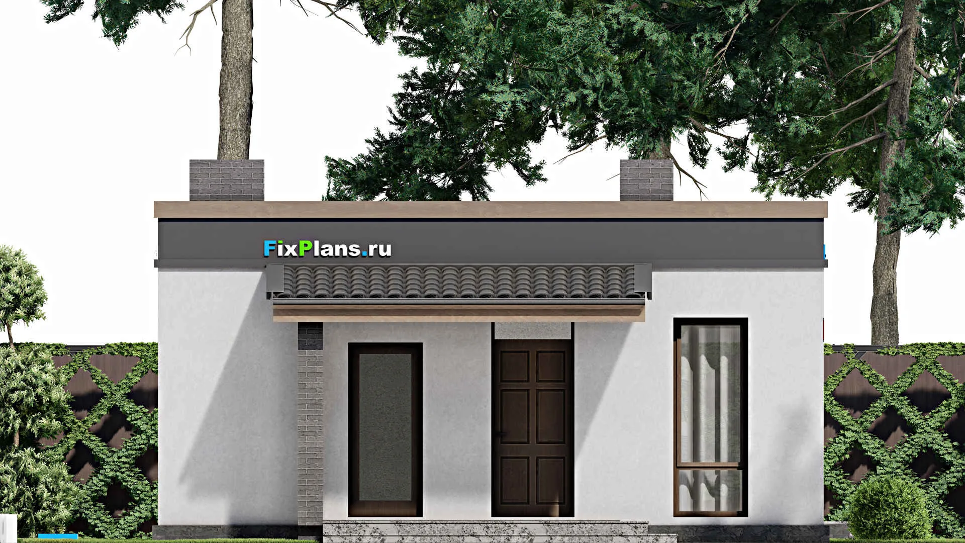 F-7973 - Проект одноэтажного дома 9 на 16, площадью 100 м² с террасой и 3 спальнями