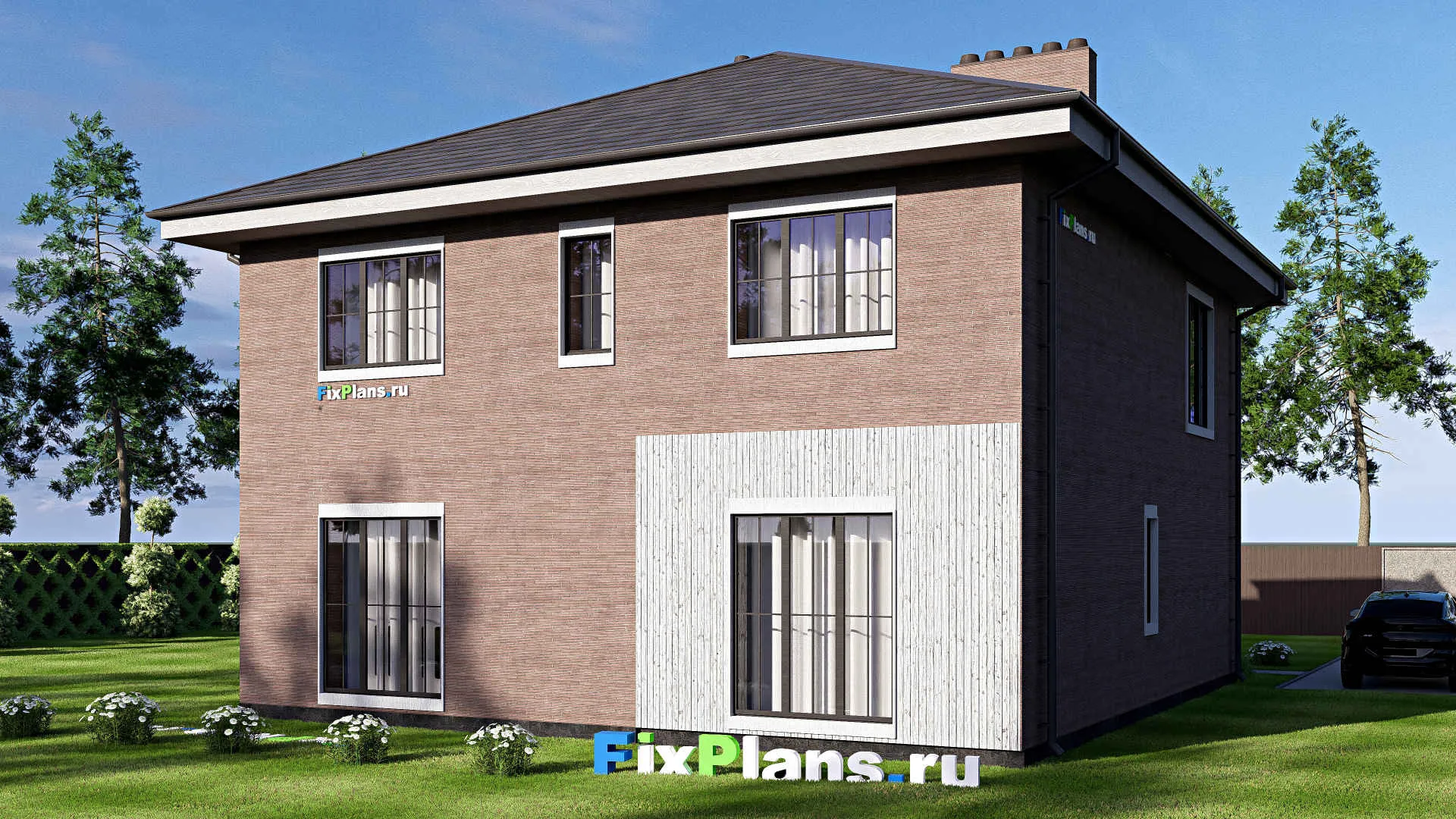 F-20042 - Проект двухэтажного дома 12 на 14, площадью 220 м² с 5 спальнями