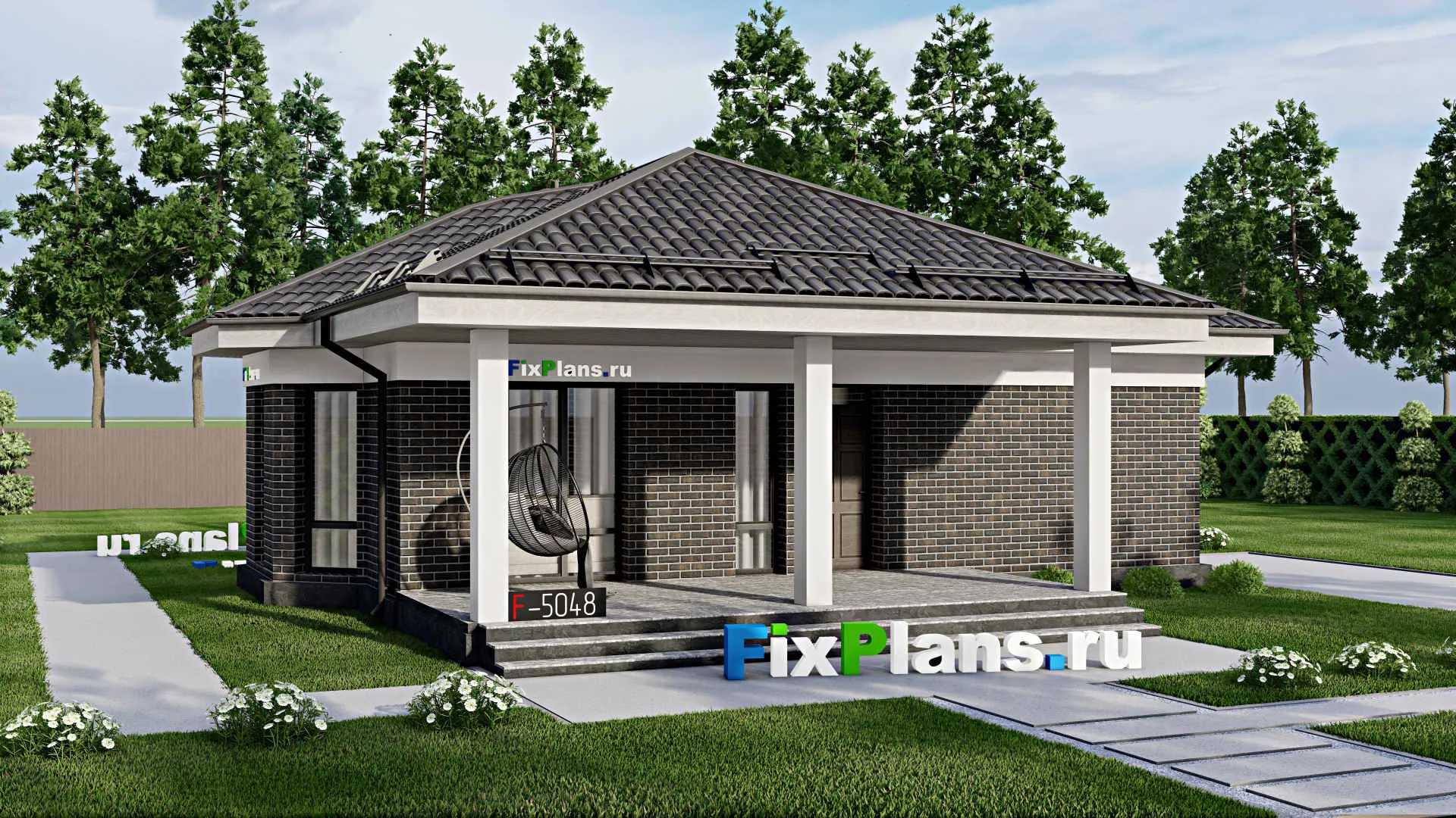 F-5048 - Проект одноэтажного дома 9 на 13, площадью 100 м² с 2 спальнями