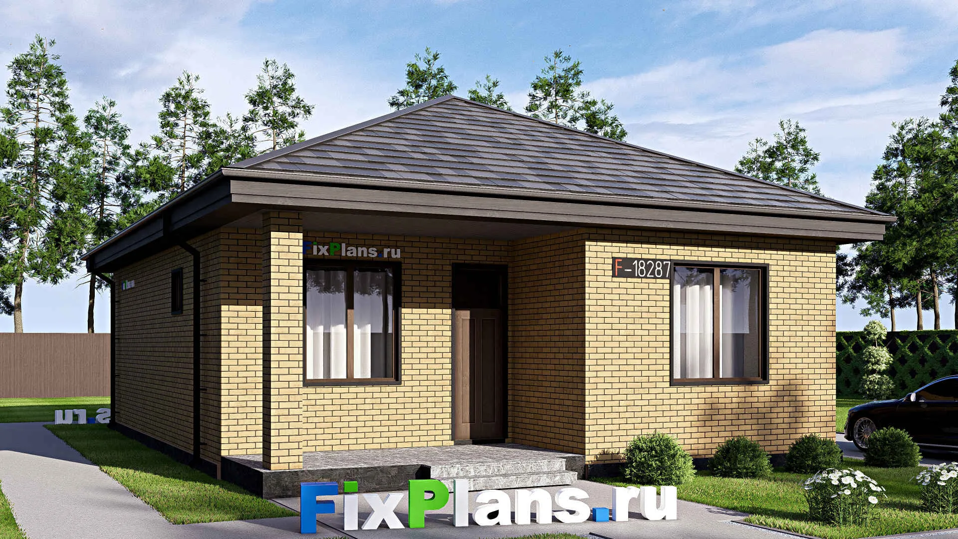 F-18287 - Проект одноэтажного дома 10 на 13, площадью 90 м² с 2 спальнями