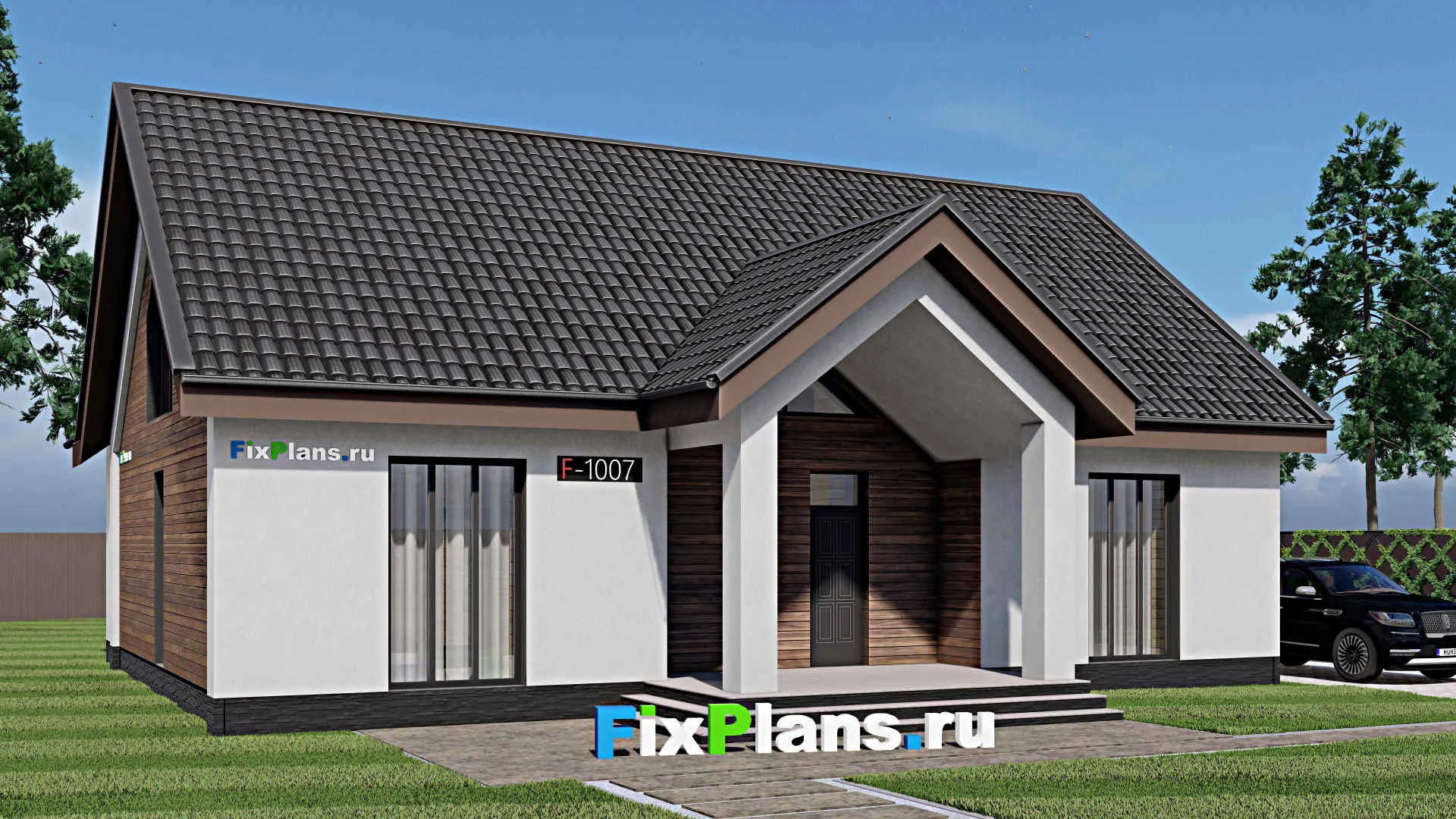 F-1007 - Проект дома с мансардой 12 на 15, площадью 230 м² с 6 спальнями