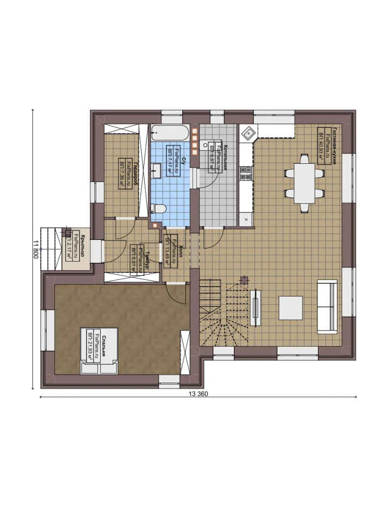F-5498 - Планы двухэтажного дома 12 на 14, площадью 190 м² с 4 спальнями