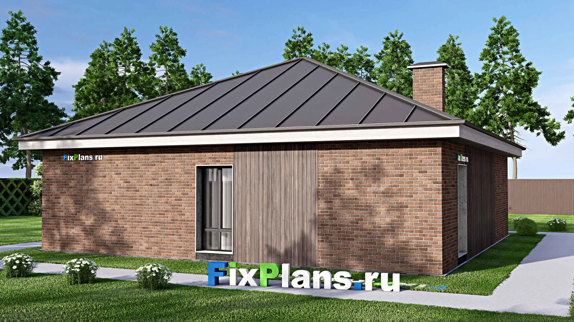 F-14192 - Проект одноэтажного дома 14 на 14, площадью 130 м² с 3 спальнями