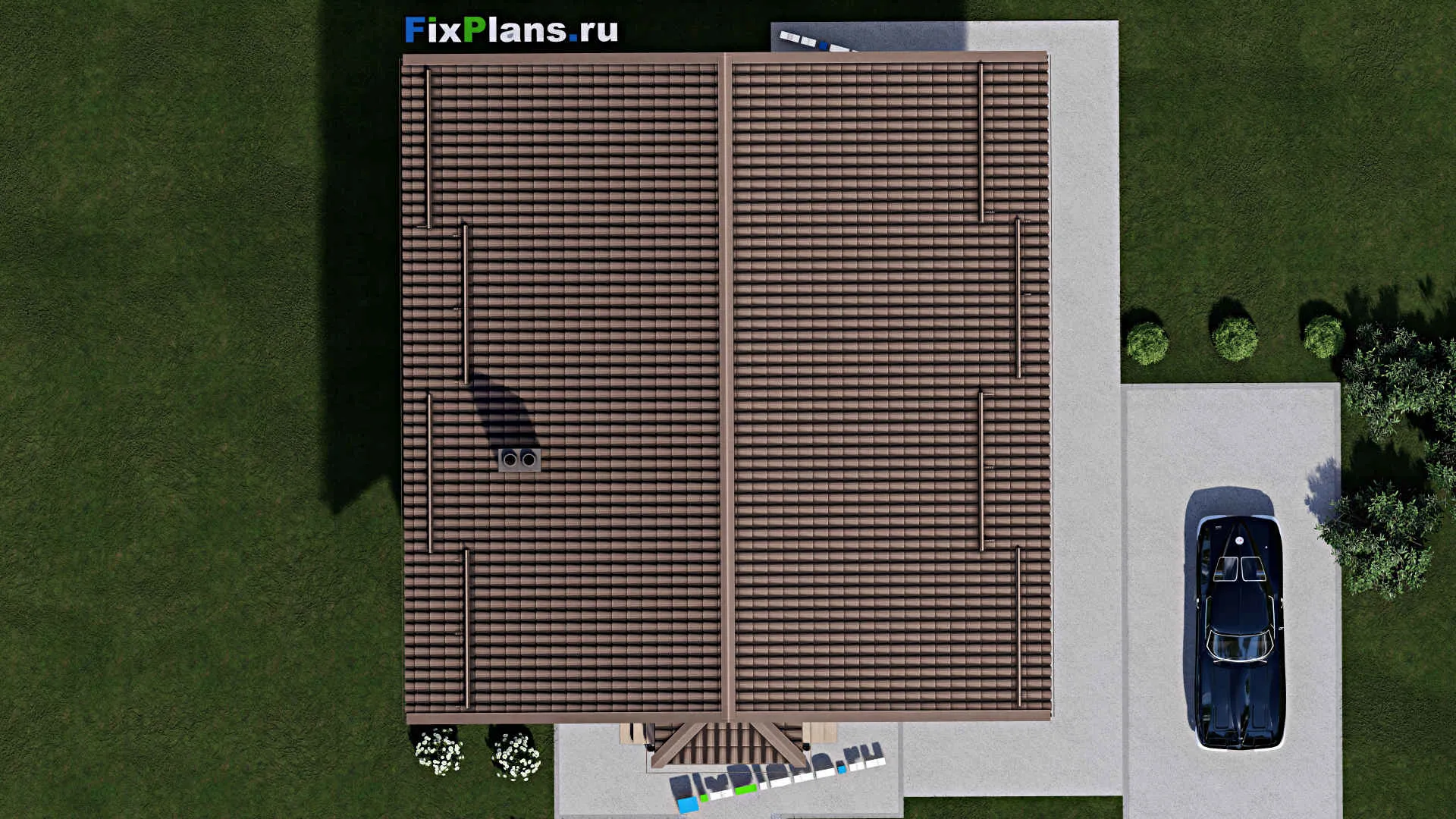 F-2285 - Планы дома с мансардой 11 на 11, площадью 160 м² с террасой, балконом и 3 спальнями