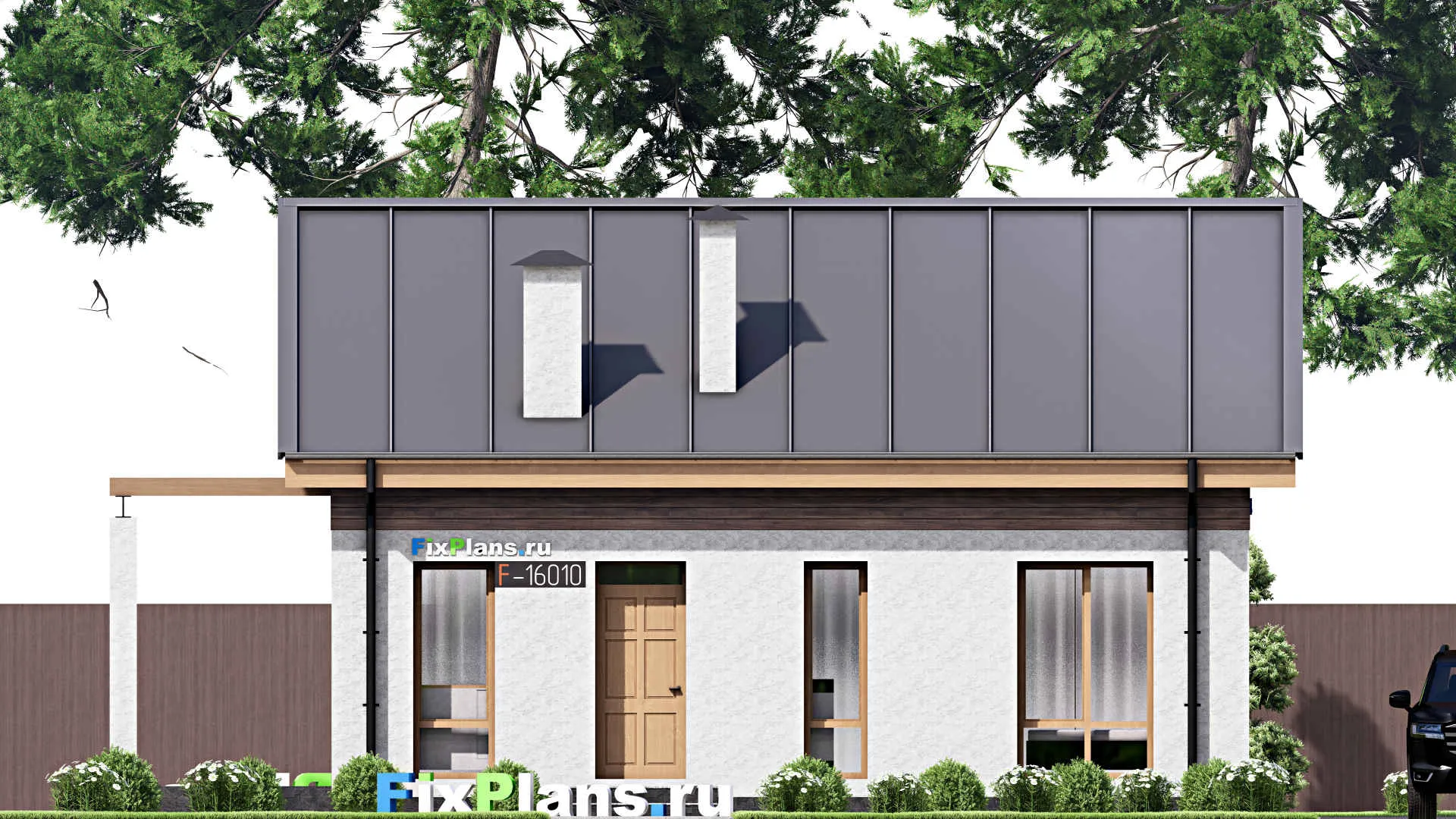 F-16010 - Проект одноэтажного дома 8 на 13, площадью 70 м² с террасой и 3 спальнями