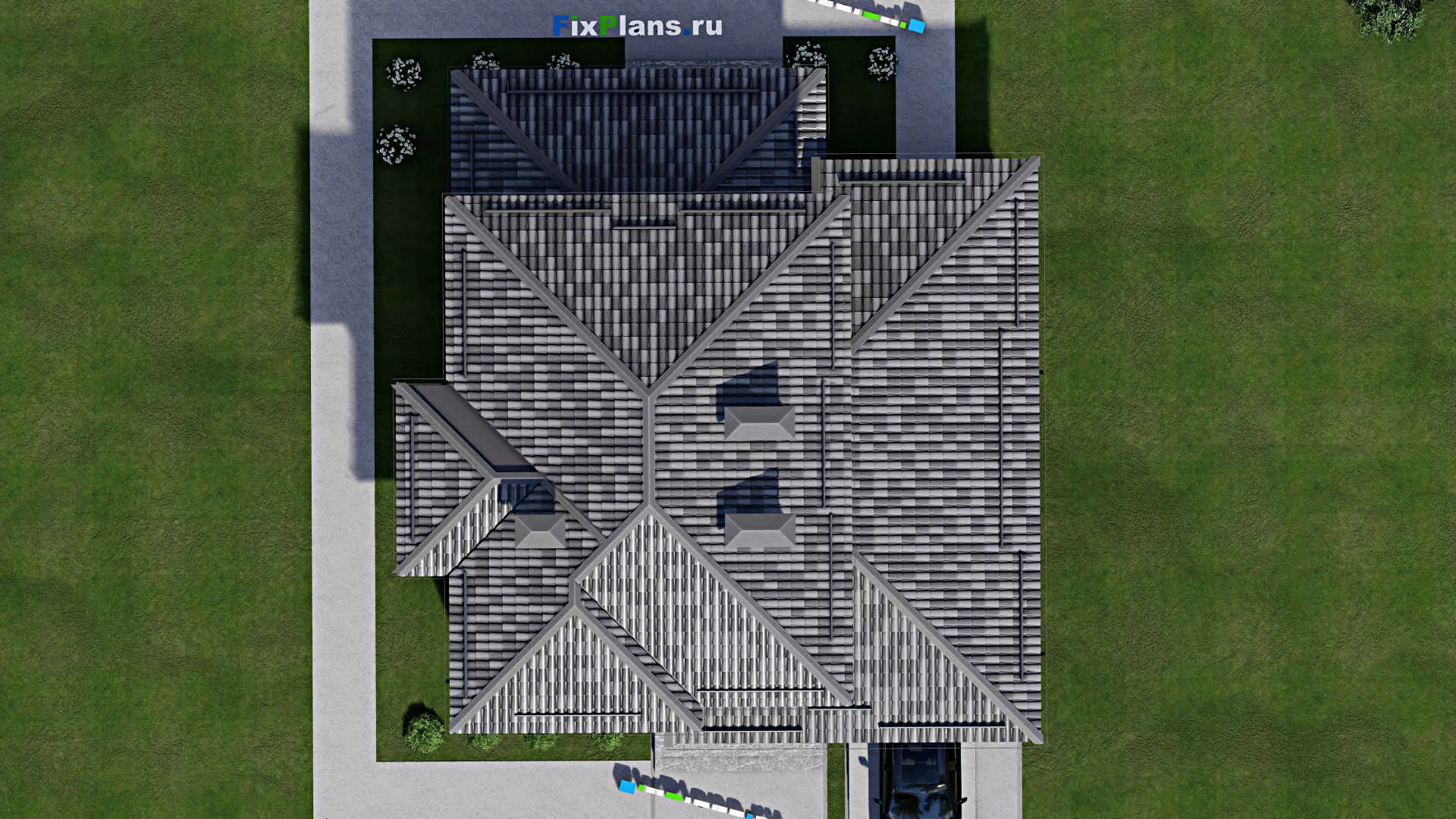 F-3563 - Проект двухэтажного дома 12 на 15, площадью 200 м² с террасой, гаражом на 1 машину и 5 спальнями