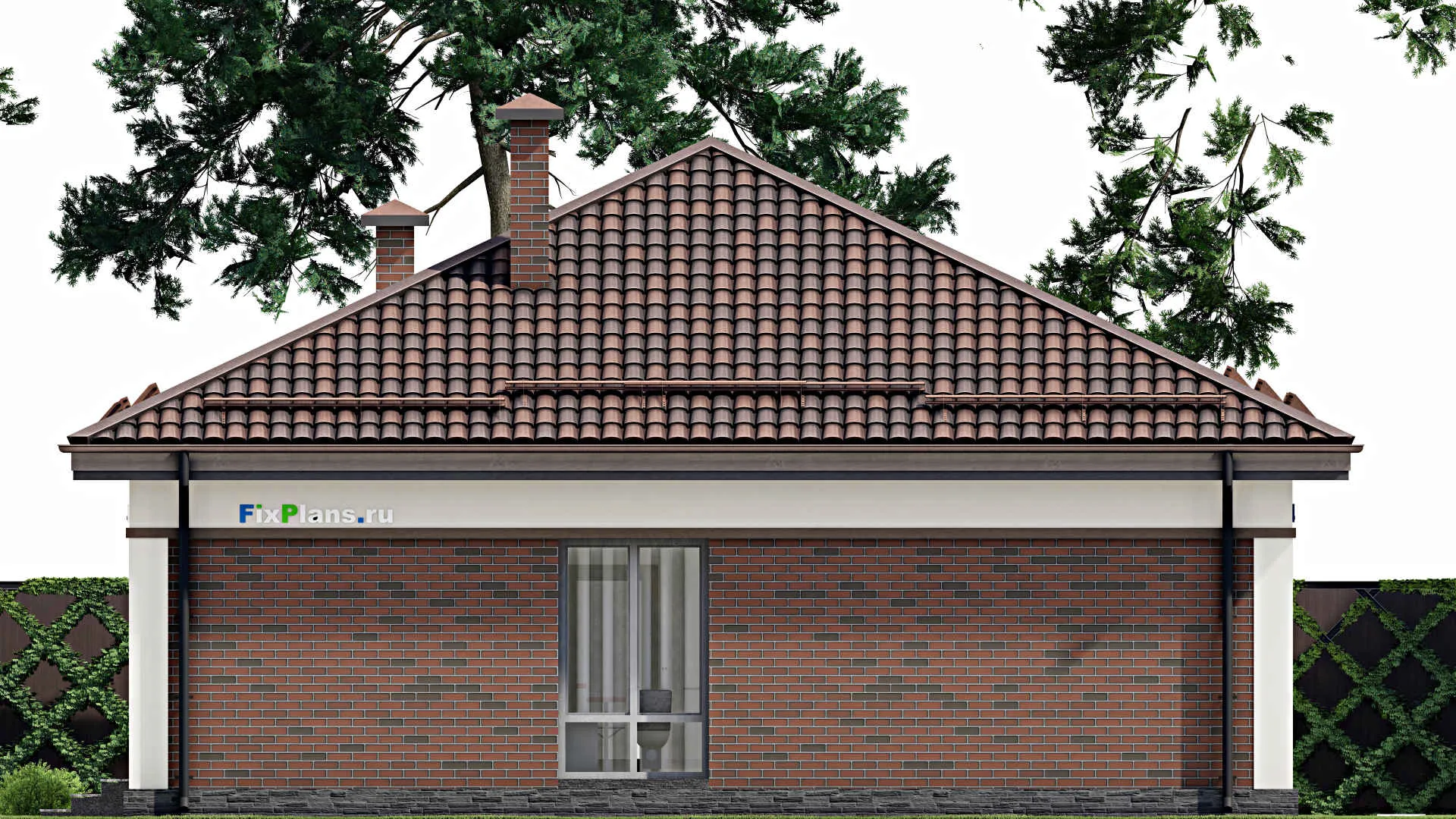 F-6578 - Проект одноэтажного дома 12 на 13, площадью 120 м² с террасой и 3 спальнями